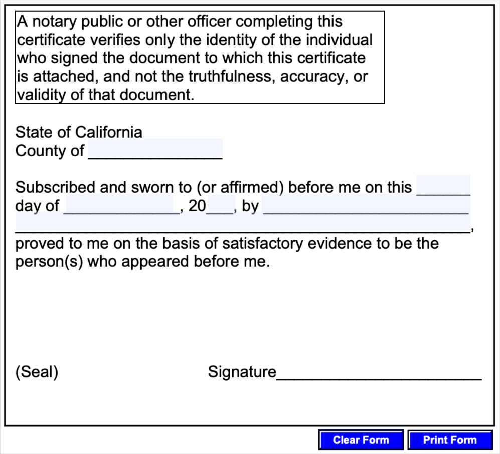 notarized proof of identity form