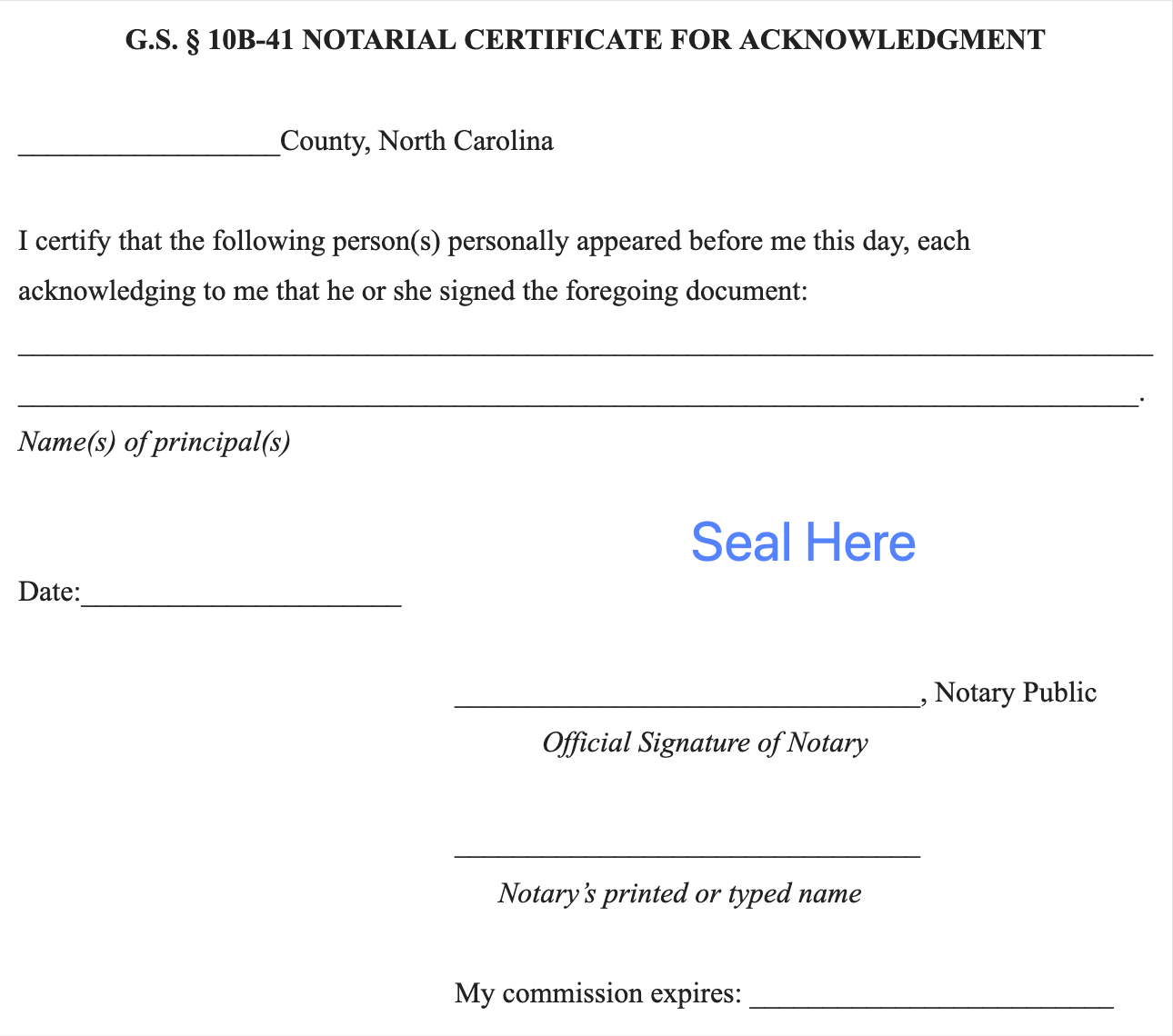 Notary Acknowledgement Sample
