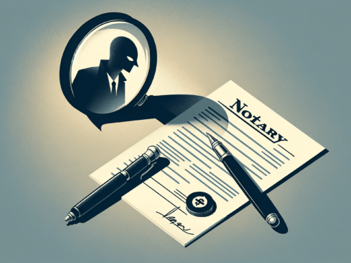 Notary document with pen and fraud