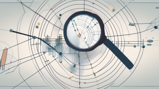 A magnifying glass hovering over a complex web of interconnected data points