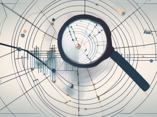 A magnifying glass hovering over a complex web of interconnected data points