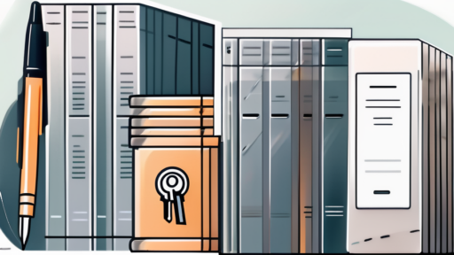 A stack of digital documents with a pen and a secure lock