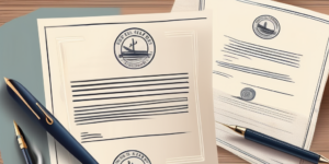 A bill of sale document with a notary public seal and a pen