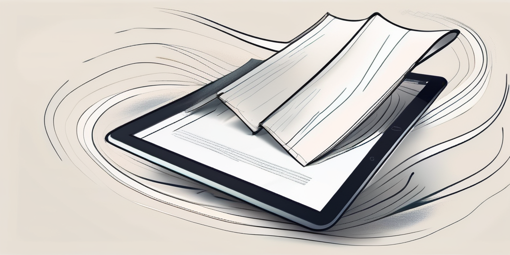 A stylized digital tablet with the pages app open