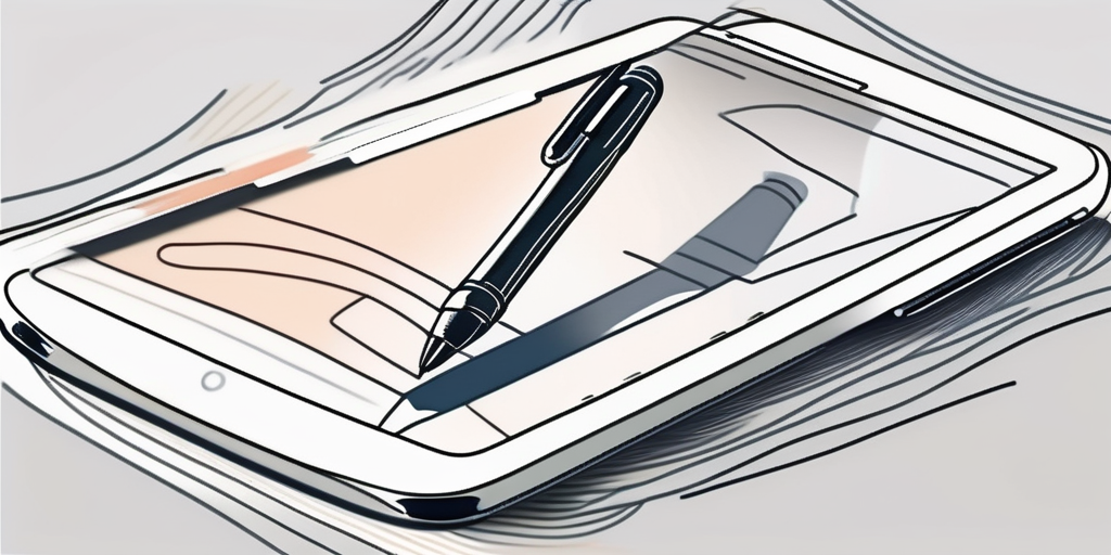A stylus pen designing a unique signature on a digital tablet screen