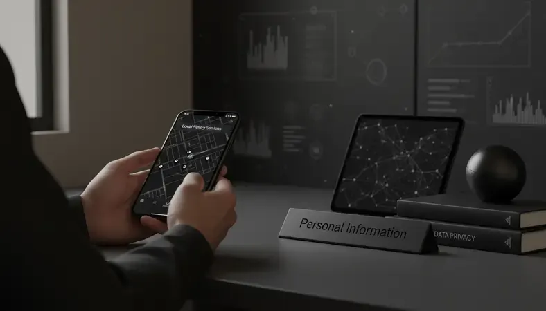 Person using smartphone to search for local notary services with map interface