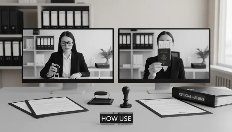 Split screen showing notary and client during secure video notarization session
