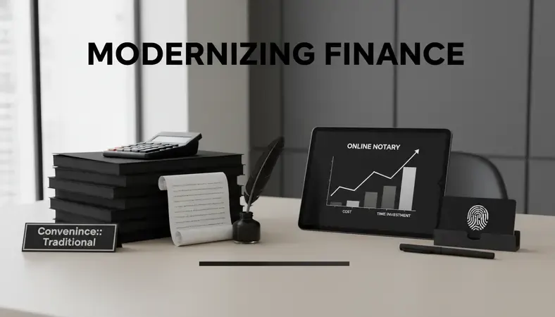 Side-by-side comparison chart showing traditional vs online notary costs and time investment