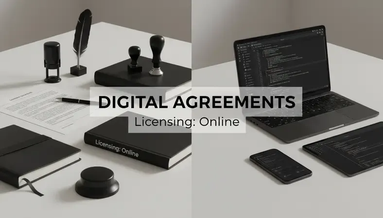 Side-by-side view of traditional notary office and modern online notarization setup
