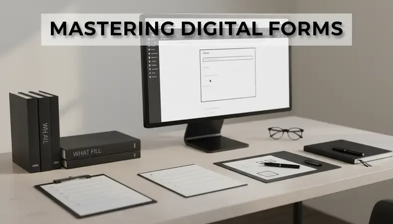 Browser interface showing PDF form with highlighted fillable fields and cursor in text box