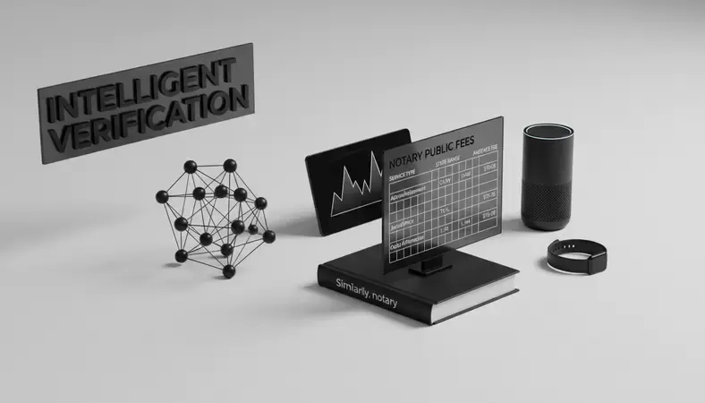 Cost comparison chart showing notary public fees by service type and state range