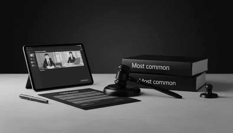 Screenshot-style illustration of an online notarization video session interface with document and notary visible