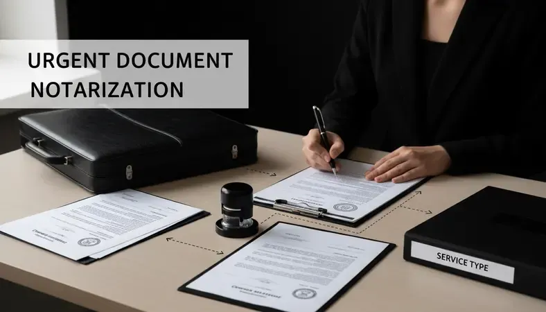 Mobile notary professional arriving at a client's home with a briefcase to notarize urgent documents