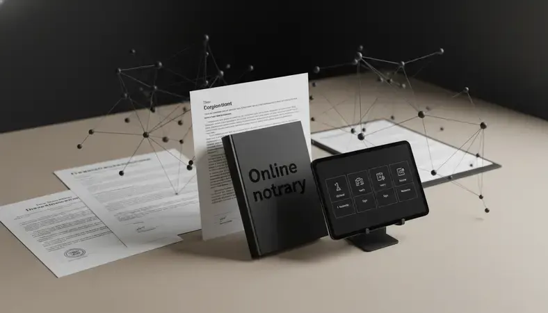 A collection of legal documents spread on a desk representing the types of documents commonly notarized online