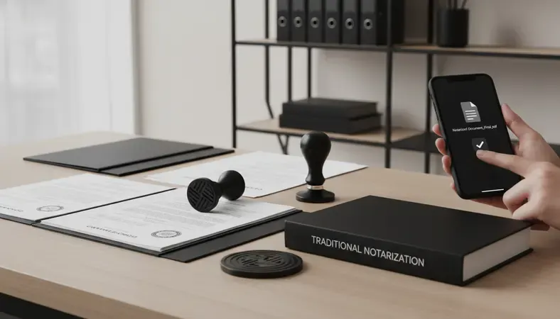 User downloading completed notarized document on smartphone after remote online notarization session