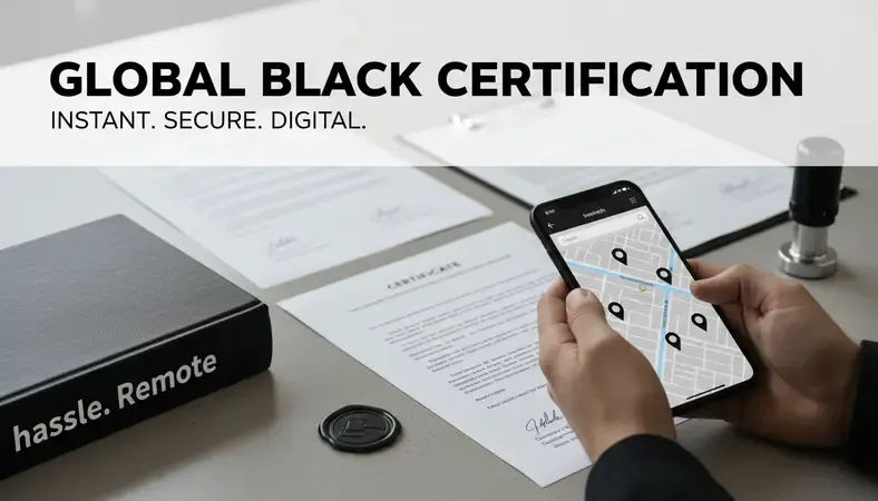 Person using a smartphone to search for notary public services near their location