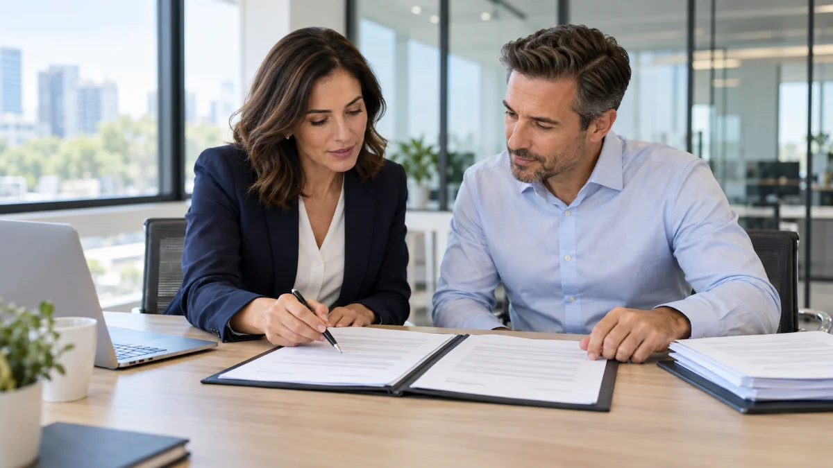 Two business partners signing a master service agreement