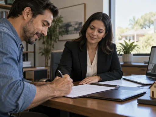 Homebuyer signing real estate closing documents during an online notary session