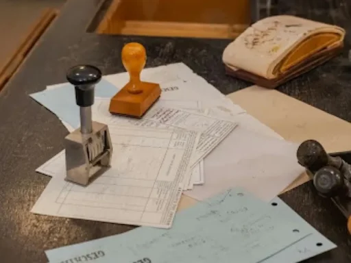 Notary public verifying a signer's identity and witnessing a document signing.